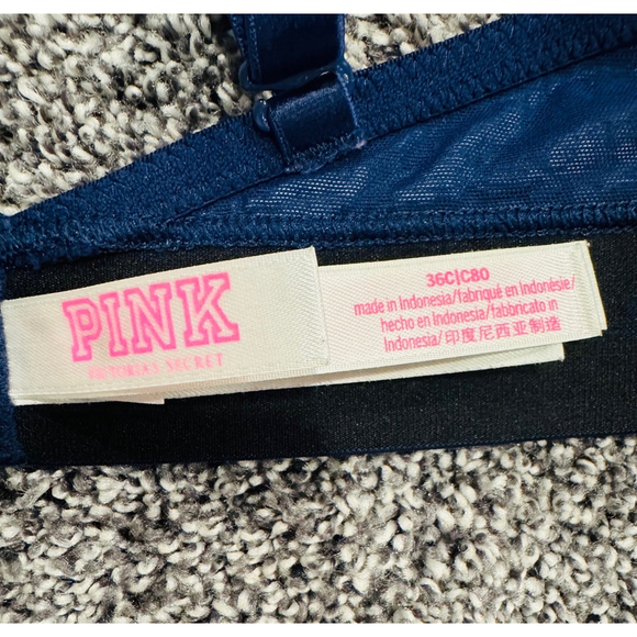 PINK Women's Floral Navy Bra, Size 36C, NWOT - Picture 3 of 3